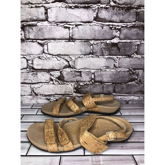 Vionic 342 Teagan Cork Gold Comfort Ankle Strap Sandals Women Sz 10M US/41EU - Picture 1 of 16